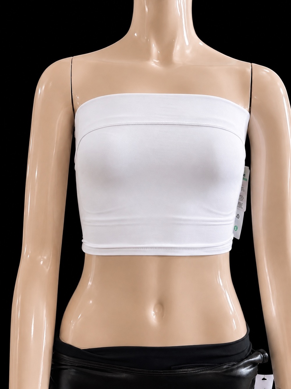 Mono B White Strapless Bandeau Crop Top